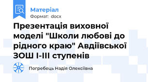 Презентація виховної моделі "Школи любові до рідного краю" Авдіївської ЗОШ І-ІІІ ступенів