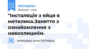 "Інсталяція з яйця в метелика.Заняття з ознайомлення з навколишнім.