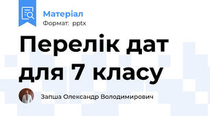 Перелік дат для 7 класу