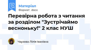 Перевірна робота з читання за розділом "Зустрічаймо весноньку!" 2 клас НУШ