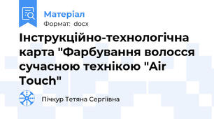 Інструкційно-технологічна карта "Фарбування волосся сучасною технікою "Air Touch"