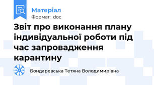 Звіт про виконання плану індивідуальної роботи під час запровадження карантину
