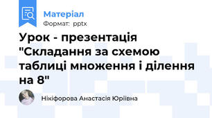 Урок - презентація "Складання за схемою таблиці множення і ділення на 8"