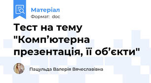 Тест на тему "Комп’ютерна презентація, її об’єкти"