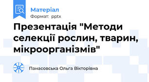Презентація "Методи селекції рослин, тварин, мікроорганізмів"