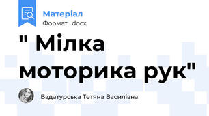 " Мілка моторика рук"