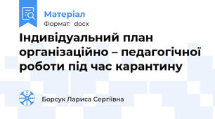 Індивідуальний план  організаційно – педагогічної роботи під час карантину