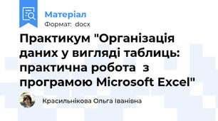 Практикум "Організація даних у вигляді таблиць: практична робота  з програмою Microsoft Excel"