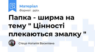 Папка - ширма на тему " Цінності плекаються змалку "