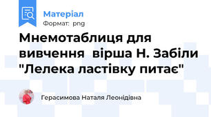 Мнемотаблиця для вивчення  вірша Н. Забіли "Лелека ластівку питає"