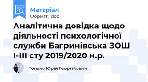 Аналітична довідка щодо діяльності психологічної служби Багринівська ЗОШ І-ІІІ сту 2019/2020 н.р.