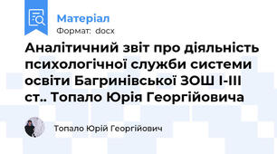 Аналітичний звіт про діяльність психологічної служби системи освіти Багринівської ЗОШ І-ІІІ ст.. Топало Юрія Георгійовича