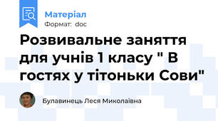 Розвивальне заняття для учнів 1 класу " В гостях у тітоньки Сови"