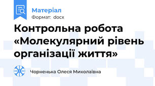 Контрольна робота  «Молекулярний рівень організації життя»
