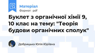 Буклет з органічної хімії 9, 10 клас на тему: "Теорія будови органічних сполук"