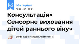 Консультація« Сенсорне виховання дітей раннього віку»