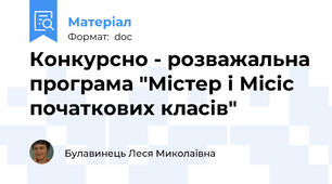 Конкурсно - розважальна програма "Містер і Місіс початкових класів"