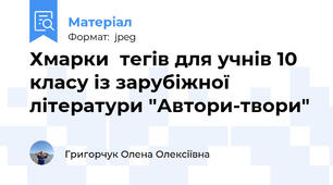 Хмарки  тегів для учнів 10 класу із зарубіжної літератури "Автори-твори"
