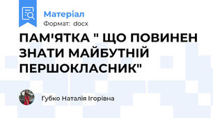 ПАМꞌЯТКА " ЩО ПОВИНЕН ЗНАТИ МАЙБУТНІЙ ПЕРШОКЛАСНИК"