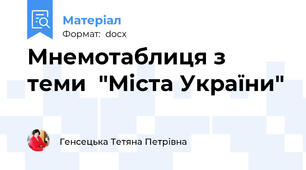 Мнемотаблиця з теми  "Міста України"
