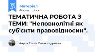 ТЕМАТИЧНА РОБОТА З ТЕМИ: "Неповнолітні як суб'єкти правовідносин".
