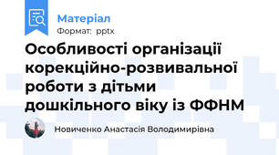 Особливості організації корекційно-розвивальної роботи з дітьми дошкільного віку із ФФНМ