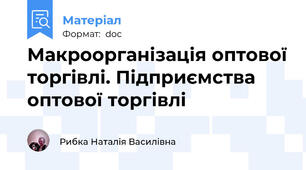 Макроорганізація оптової торгівлі. Підприємства оптової торгівлі