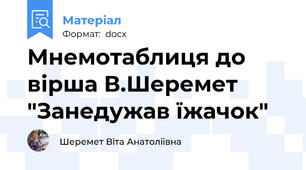 Мнемотаблиця до вірша В.Шеремет "Занедужав їжачок"