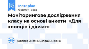 Моніторингове дослідження класу на основі анкети  «Для хлопців і дівчат»