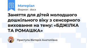 Заняття для дітей молодшого дошкільного віку з сенсорного виховання на тему: «БДЖІЛКА ТА РОМАШКА»