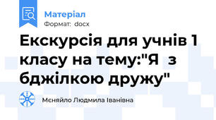 Екскурсія для учнів 1 класу на тему:"Я  з бджілкою дружу"