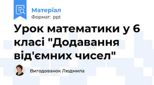 Урок математики у 6 класі "Додавання від'ємних чисел"