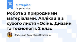 Робота з природними матеріалами. Аплікація з сухого листя «Осінь. Дизайн та технології. 2 клас
