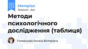 Методи психологічного дослідження (таблиця)