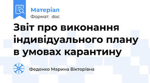 Звіт про виконання індивідуального плану в умовах карантину