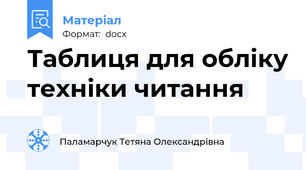 Таблиця для обліку техніки читання