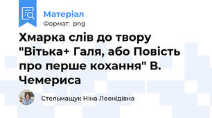 Хмарка слів до твору "Вітька+ Галя, або Повість про перше кохання" В. Чемериса