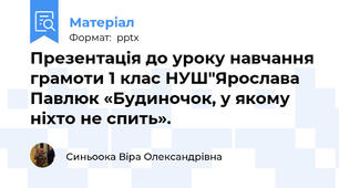 Презентація до уроку навчання грамоти 1 клас НУШ"Ярослава Павлюк «Будиночок, у якому ніхто не спить».