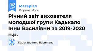 Річний звіт вихователя молодшої групи Кадькало Інни Василівни за 2019-2020 н.р.