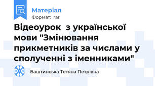 Відеоурок  з української мови "Змінювання прикметників за числами у сполученні з іменниками"