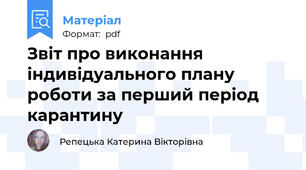 Звіт про виконання індивідуального плану роботи за перший період карантину