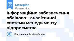 Інформаційне забезпечення обліково – аналітичної системи менеджменту підприємства