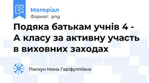 Подяка батькам учнів 4 - А класу за активну участь в виховних заходах