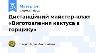 Дистанційний майстер-клас: «Виготовлення кактуса в горщику»