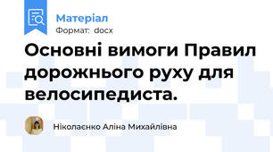 Основні вимоги Правил дорожнього руху для велосипедиста.