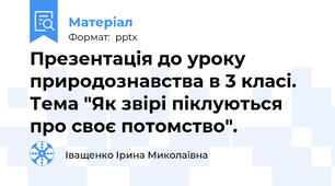 Презентація до уроку природознавства в 3 класі. Тема "Як звірі піклуються про своє потомство".