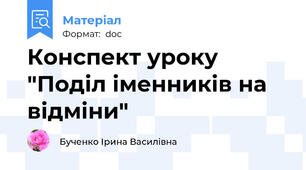 Конспект уроку "Поділ іменників на відміни"