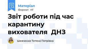Звіт роботи під час карантину вихователя  ДНЗ