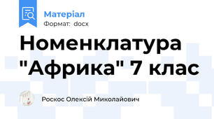 Номенклатура "Африка" 7 клас