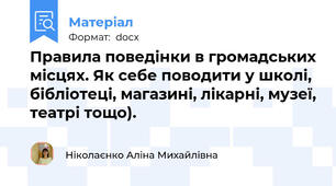 Правила поведінки в громадських місцях. Як себе поводити у школі, бібліотеці, магазині, лікарні, музеї, театрі тощо).